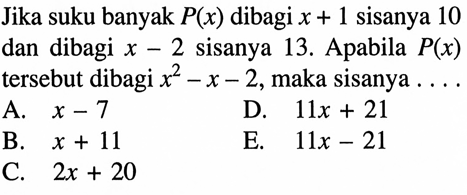 jika-suku-banyak-p-x-dibagi-x-1-sisanya-10-dan-dibagi-x