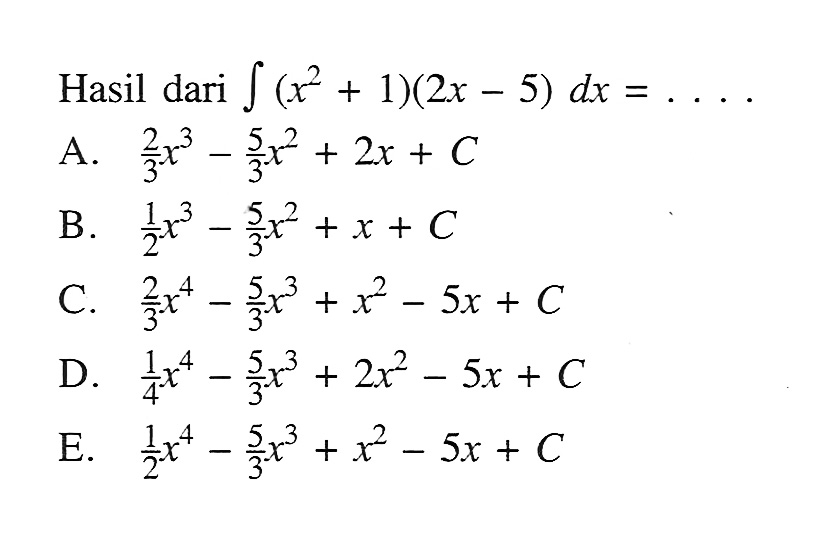 hasil-dari-integral-x-2-1-2x-5-dx