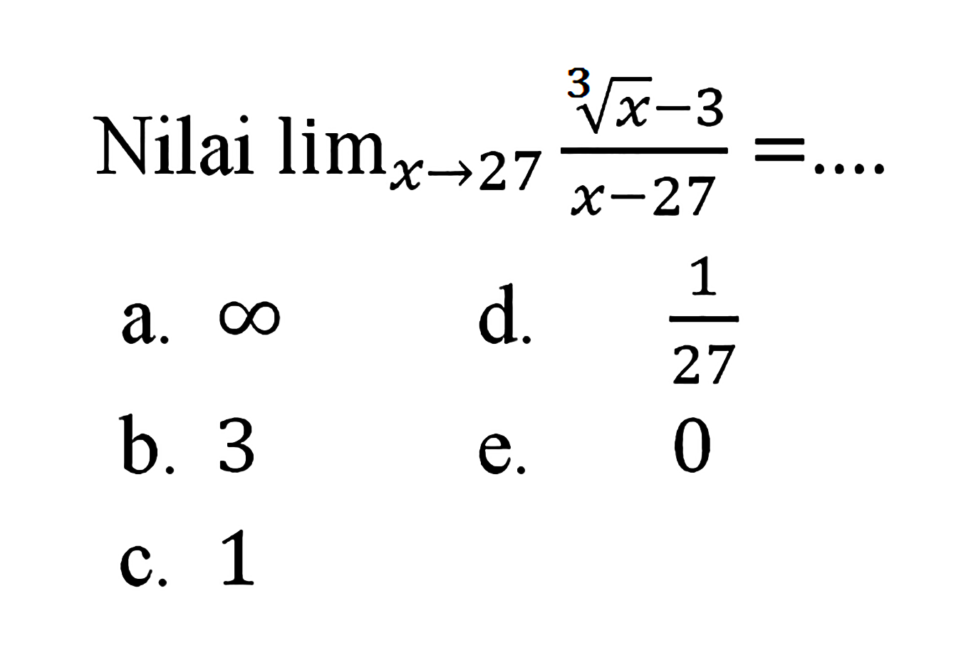 nilai-lim-x-27-x-1-3-3-x-27