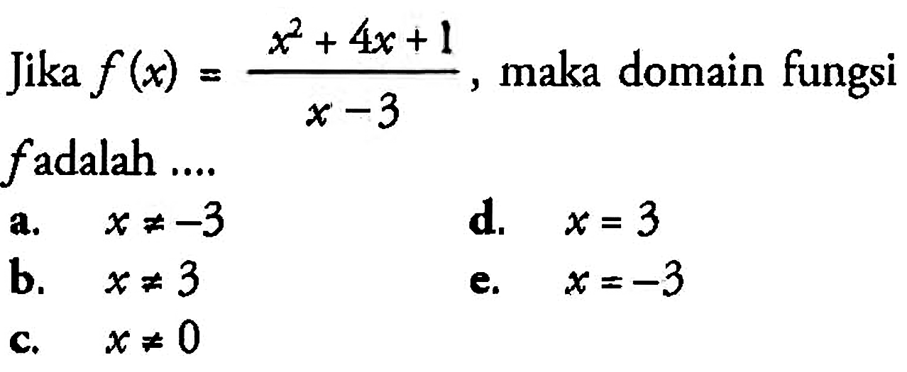 Jika F x x 2 4x 1 x 3 Maka Domain Fungsi Fadalah 